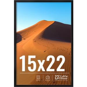 LaVie Home 15x22 Picture Frame for Wall Display, 15x22 Black Picture Frame with HD Plexiglas, 15 x 22 Frame 1 Pack, Display Frame for Vertical or Horizontal, Classic Collection