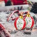 Lounsweer 4 Pcs Rustic Holly Berries Ball Candles Christmas, Round Ball Ornament Candles 3 Inch Unscented Decorative Sphere Candle for Weddings Christmas Home Decoration Gifts