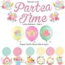Tea Party Balloons, Tea for Two Party Decorations with Floral Banner Pastel Balloons & Hanging Swirls, Spring Tea Party Lets Partea Decor for Mother's Day Baby Shower Birthday