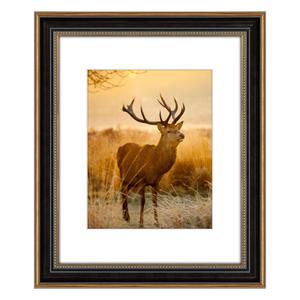 AUEAR,16x20 Picture Frame for 11x14 Photo With Mat or 16x20 Prints Without Mat,Vintage Style,Wall Mounting (Black and Ornate Gold), Pack of 2