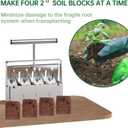 Soil Blocker, 2 Inch Soil Block Maker with 3 Sizes Seed Pins & Comfortable Handle 4 Cell Handlheld Soil Blocking Tool for Seed Starting, Grow Seedling, Outdoor Plants, Greenhouses, Garden