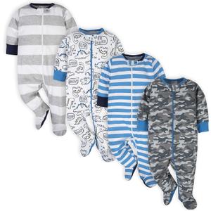 Onesies Brand Baby Boys' 4-Pack Sleep 'N Play Footies (6-9 Months, Blue Dino)