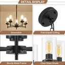 5-Light Farmhouse Glass Chandelier, Modern Black Chandelier for Dining Room Island Lights Industrial Hanging Foyer Lighting Fixtures Chandeliers for Entryway Kitchen Living Room Adjustable Height