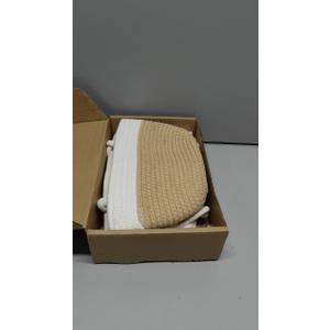 3-Tier Decorative Cotton Rope Hanging Basket, Wall-Mounted Woven Storage Organizer Bag, White + Jute