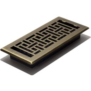 Decor Grates AJH410-A Oriental Floor Register, 4x10 Inches, Antique Brass Finish