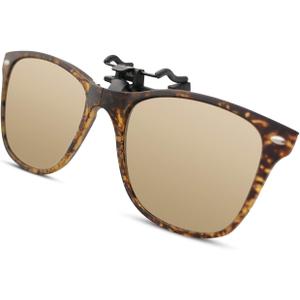 Bauhaus Clip on Sunglasses Over Prescription Glasses for Women Men Flip up Sunglasses, Birthday Gifts for Him Her (Retro Yellow)