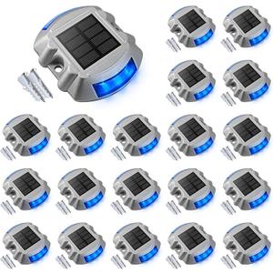 VOLISUN Solar Deck/Dock Lights, 20-Pack Led IP67 Waterproof Outdoor Warning Step Lights for Driveway Sidewalk Garden Pathway Yard (Blue) VOLISUN Solar Deck/Dock Lights, 20-Pack Led IP67 Waterproof Outdoor Warning Step Lights for Driveway Sidewalk Garden Pathway Yard (Blue)