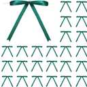 Riceshoot Green Bows 5 x 7 Inches Green Twist Tie Ribbon Bows for Cake 24 Pcs Ribbon Bow for Gift Wrapping Balloons Treat Bags Valentine's Day Birthday Party Favors DIY Wedding Craft Decor