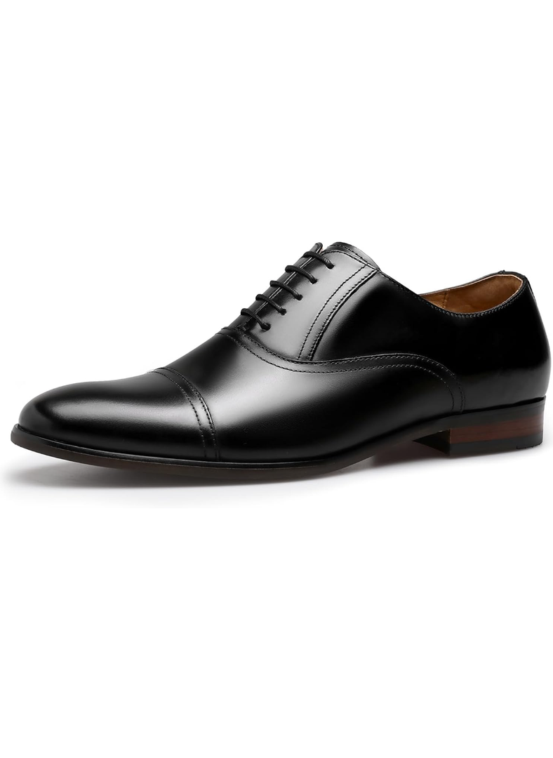 Men's Dress Shoes Leather Cap Toe Lace-up Oxfords, 9
