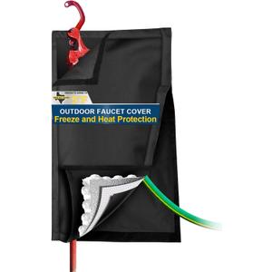 Outdoor Faucet Cover - 25"H x 13.5"W - Black, Hydrant Cover Freeze Protection for RV Park, Yard Hydrant & Sprinkler Systems, Winter & Summer Faucet Insulation