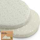 2-Pack Organic Bassinet Sheets for Girls, Boys - 100% Cotton Bassinet Mattress Sheets Compatible with Halo Bassinest Swivel Sleeper, Graco, Baby Delight, Chicco, Fitted Bassinet Sheets (Pine Grove) (33"x 17")