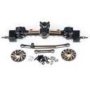 RCHUBAM RC Front & Rear Axle Set Metal Complete Axle with Steering Weights for 1/24 Axial SCX24 RC Crawler Deadbolt C10 Upgrades Accessories Part (Front Axle)