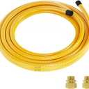 Propane Pipe Conversion Kit Grill Hose with 2 Male Adapter Fittings, 33FT 3/4" CSST Flexible Propane/Natural Gas Line, Corrugated Stainless Steel Tubing