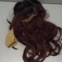 N NAYASA Burgundy Wigs with Bangs Wine Red Ombre Wigs for Women Long Layered Wigs with Dark Roots Synthetic Heat Resistant Wigs for Daily Party Use