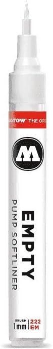 Molotow Empty Softliner Marker, 1mm Brush Tip, Compatible with Most Paints and Inks (211.011)