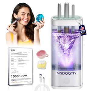 2026 Upgrade Makeup Brush Cleaner MachineNO.1-12X Cleaning PowerElectric Makeup Brush CleanerSGS Certified - 10000RPM Turbo MotorSonic Vortex Cleaning Tech, Suitable for All Brush BrushesWhite