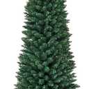 Goplus 7FT Pencil Christmas Tree, Artificial Slim Christmas Tree, 700 Branch Tips, Premium PVC Needles, with Sturdy Metal Stand, Unlit Christmas Tree for Home, Office, Shops, and Hotels (Green)