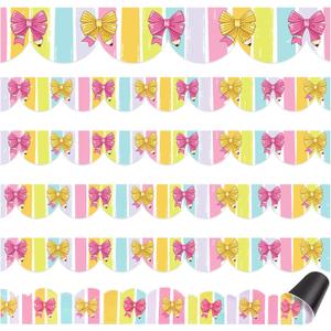 Eaasty 24 Pcs Scalloped Bow & Pencil Magnetic Bulletin Board Borders | Cute Classroom Border Trim Strips for Whiteboard Chalkboard Decor Teacher Supplies School Decorations, 1.2 × 11.8 inches