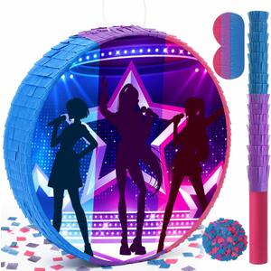 Blueweenly Kpop Piata Kpop Birthday Party Decorations Music Theme Party Purple Piata with Stick Blindfold Confetti Disco Parties Supply Photo Prop 11.81''x 11.81''x 3.15''