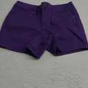 Hybrid & Company Womens Super Comfy 3 inch Inseam Butt Lifting Stretch Twill/Denim Shorts (1, Purple)