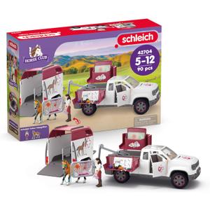 Schleich Horse Club - 90 PC Mobile Vet with Trailer Playset - Includes Toy Horse Figurine, Poseable Veterinarian Figure, Moveable Truck and Accessories - Interactive Play Toys for Kids Ages 5+| 42704