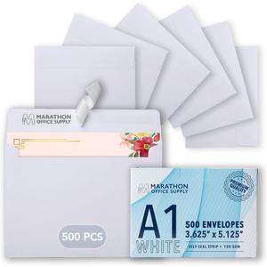 MOS A1 White Envelopes 3.6 x 5.1 Inch 500 Pack  Self-Seal Heavyweight Invitation Envelopes for RSVP, Thank You Cards, Gift Cards, Weddings, Business Mailings