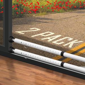 PBHEPJ Sliding Door Security Bar, 18.5-51 inch Adjustable Patio Door Security bar with Rubber Tips, Multi-use Window Security Bars, Sliding Door Stopper, White, 2 Pack