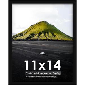 11x14 Picture Frame, for Tabletop Display, Horizontal or Vertical Wall Mounting, Black