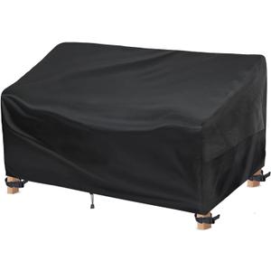Outdoor Couch Cover - Waterproof Outdoor Sofa Cover (85W x 37D x 35H inches, Black) 2-3 Seater Patio Furniture Covers Weatherproof and Non Fading