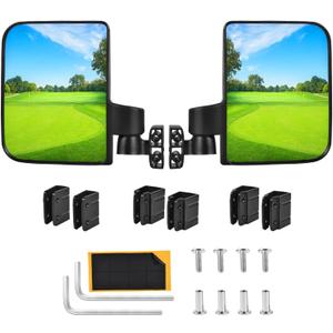 KISEER Golf Cart Mirror No Drilling Folding Adjustable 180 Degree Side Rear View Mirrors for Club Car EZ GO Yamaha and Others Carts, Extra Large