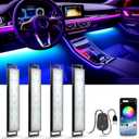 YiLaie Car LED Lights Interior, Multcolor RGB LED Lights with APP Control and Music Sync, Interior Lights for Car Accessories, 4PCS USB Under Dash Lighting Kit with DIY Mode, DC 5V (APP+3 Buttons Control, RGB USB Port)