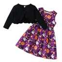 Tinypainter Kid Toddler Girl Fall Dress+Cardigan 2 Piece Floral/ Plaid Sleeveless Dress and Cardigan Set 3-4Y