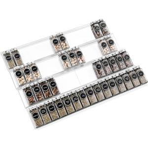 Acrylic Spice Rack Tray - Spice Drawer Organizer for Kitchen Cabinets Storage and Organization (Jars Not Included)