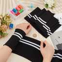 BENECREAT 2Pcs Elastic Fiber Ribbing Fabric, Black Stripes Pattern Knitted Waistband Knit Ribs Welts, Cuffs, Neck Bands for Trimming and Edging Garments, 5.5x37.5inch, 2mm Thick