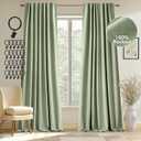 MIULEE 100% Blackout Curtains 96 inches Long, Linen Curtains & Drapes for Bedroom Living Room Back Tab Black Out Window Treatments Thermal Insulated Room Darkening Rod Pocket, Sage Green, 2 Panels