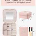 Vlando Mothers Day Gifts, Travel Jewelry Case for Women, Travel Gifts, Travel Essentials Small Jewelry Box, Jewelry Travel Organizer for Teen Girls Kids Graduation Gifts- Letter A, Pink