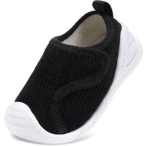 Baby Barefoot Shoes Boys Girls Wide Toe Box Toddler Sneakers for Outdoor Non-Slip with Hook and Loop Black Infant 9-12 Months