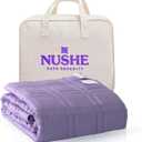 Weighted Blanket for Adults (20 lbs, 60”x80”,Purple)Queen Size. 100% 300TC Viscose, Derived from Bamboo-Premium 7 Layer Cooling Weighted Blankets. Breathable Blanket with travel bag & Machine Washable
