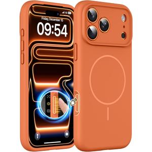 Magnetic for iPhone 17 Pro Max Case, Compatible with MagSafe, Integrated Silicone Camera Control Cover Protection, 3.0mm Thicken Silicone Phone Cover for 17 ProMax 6.9", Orange