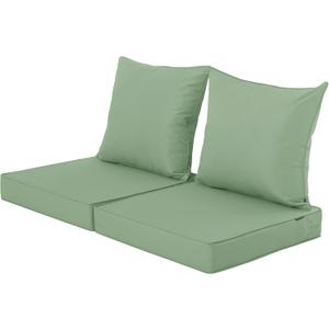 Outdoor Cushions for Patio Furniture, Waterproof Fade and Tear Resistant Deep Seat and Backrest Cushion Set for Chair Couch Swing, 24x24 Inch, Sage Green, Set of 2