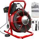 VEVOR Drain Cleaner Machine, 75 Ft x 3/8 Inch Drain Cleaning Machine Fits 2 to 4 Inch Pipes, Portable Drain Auger Cleaner with 4 Cutters, Electric Drain Clog Remover Plumbing Tool