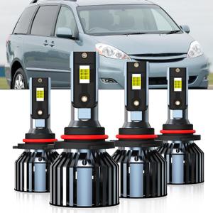 Compatible with Toyota Sienna 2004 2005 2006 2007 2008 2009 2010, 9005 High and 9006 Low Beam Combo Light Bulbs, Pack of 4