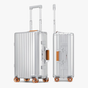 ROAMING 24 Inch Check Luggage Durable All Aluminum Hardshell Suitcase - Zipperless Luggages Airline Approved with 360° Spinner Wheels, TSA Lock, USB Port Smart Organizational Pockets（Silver orange）