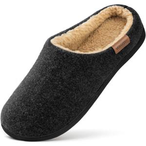 VeraCosy Men's Wool Felt Slippers with Comfy Fuzzy Faux Sherpa Slip-on Memory Foam for Indoor House (11-12, Dark Black) VeraCosy Men's Wool Felt Slippers with Comfy Fuzzy Faux Sherpa Slip-on Memory Foam for Indoor House (11-12, Dark Black)