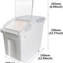 Airtight Flour Storage Container 25 lb Rice Storage Container with Wheels Seal Locking Lid, Food Containers with Measuring Cup& Scoop for Flour, Rice, Grain(Gray)