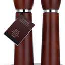 Wooden Salt and Pepper Grinder Set  Refillable Salt and Pepper Mill with Adjustable Upgraded Large Size Ceramic Burr  Manual Pepper Grinder with Beech Wood Body  8.3 Tall (Chestnut)
