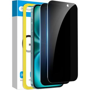 Fotbor 2 Pack Compatible for iPhone 15 Plus/iPhone 16 Plus Privacy Screen Protector, Anti Spy Private Case Friendly Anti-Scratch 9H Hardness Tempered Glass