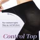 MANZI Run Resistant Control Top Panty Hose Opaque Tights (Black, XL)