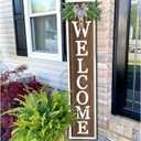 Surfapans Welcome Sign for Front porch Standing 45"X9"Large Wood Frame Outdoor Tall Welcome Signs Vertical Decor for Farmhouse Rustic Home Modern Outside Front Door Wall Decorations (White Wood)