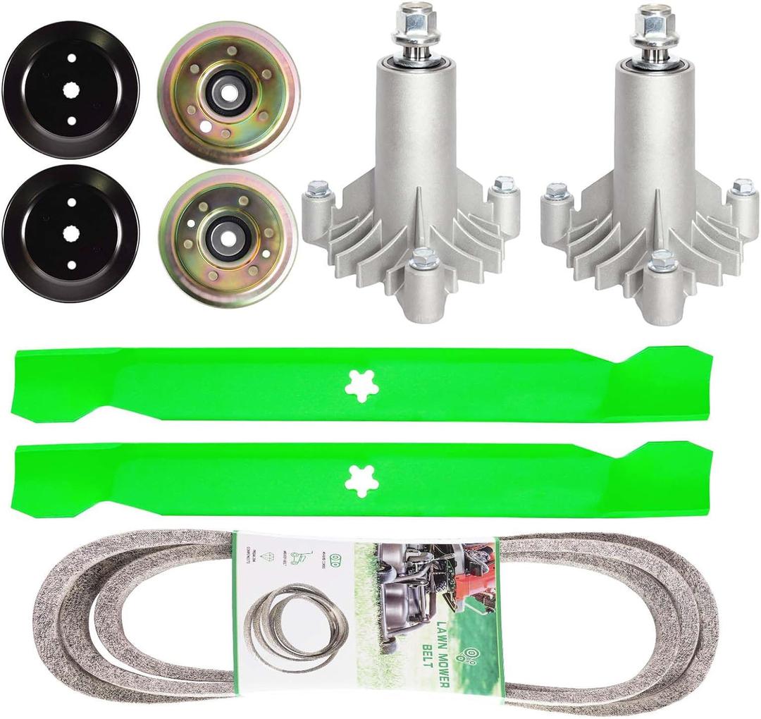 Deck Rebuild Kit for A YP C raftsman 42 Inch LT1000 LT2000 Riding Mower (2) 130794 Spindle (2) Blade 134149 (1) 144959 95 1/2 Inch Belt and Pulleys 2 153535 Deck Idler 1 173438 Idler 1 173437 Idler